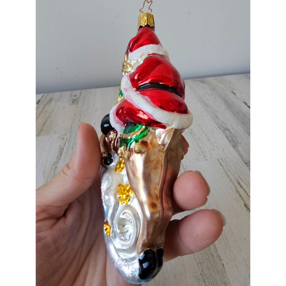 Vintage inge glas Santa reindeer glitter ornament glass claws tree - Picture 5 of 10